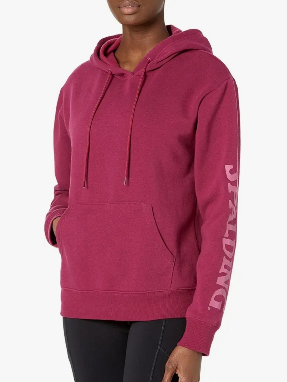 Spalding Long Sleeve French Terry Hoodie With Arm Logo In Red Plum